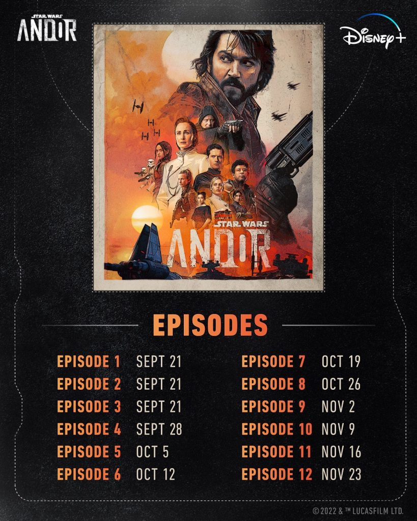 Star Wars Andor episode release schedule